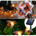 Садовая гирлянда на солнечной батарее пчелка, теплый белый,  6.5м, 30 led ламп.